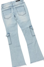 Boys Beno Royal Blue/Pink Hoodie/Stacked Flare Jean Set