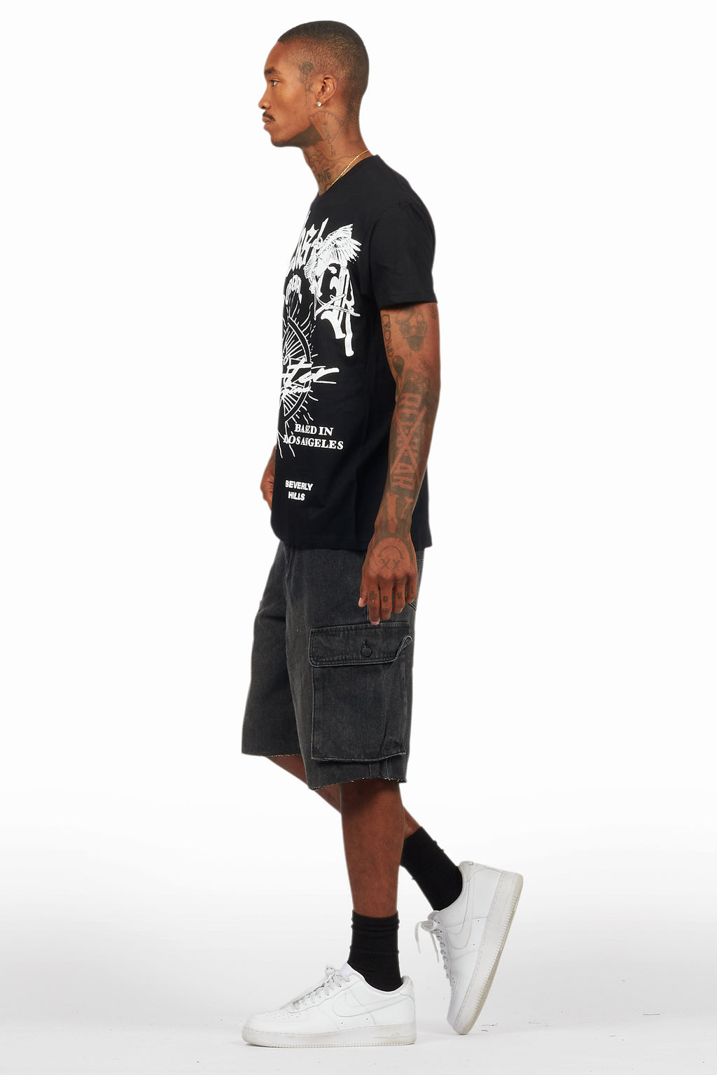 Tally Black T-Shirt/Denim Short Set