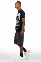 Tally Black T-Shirt/Denim Short Set
