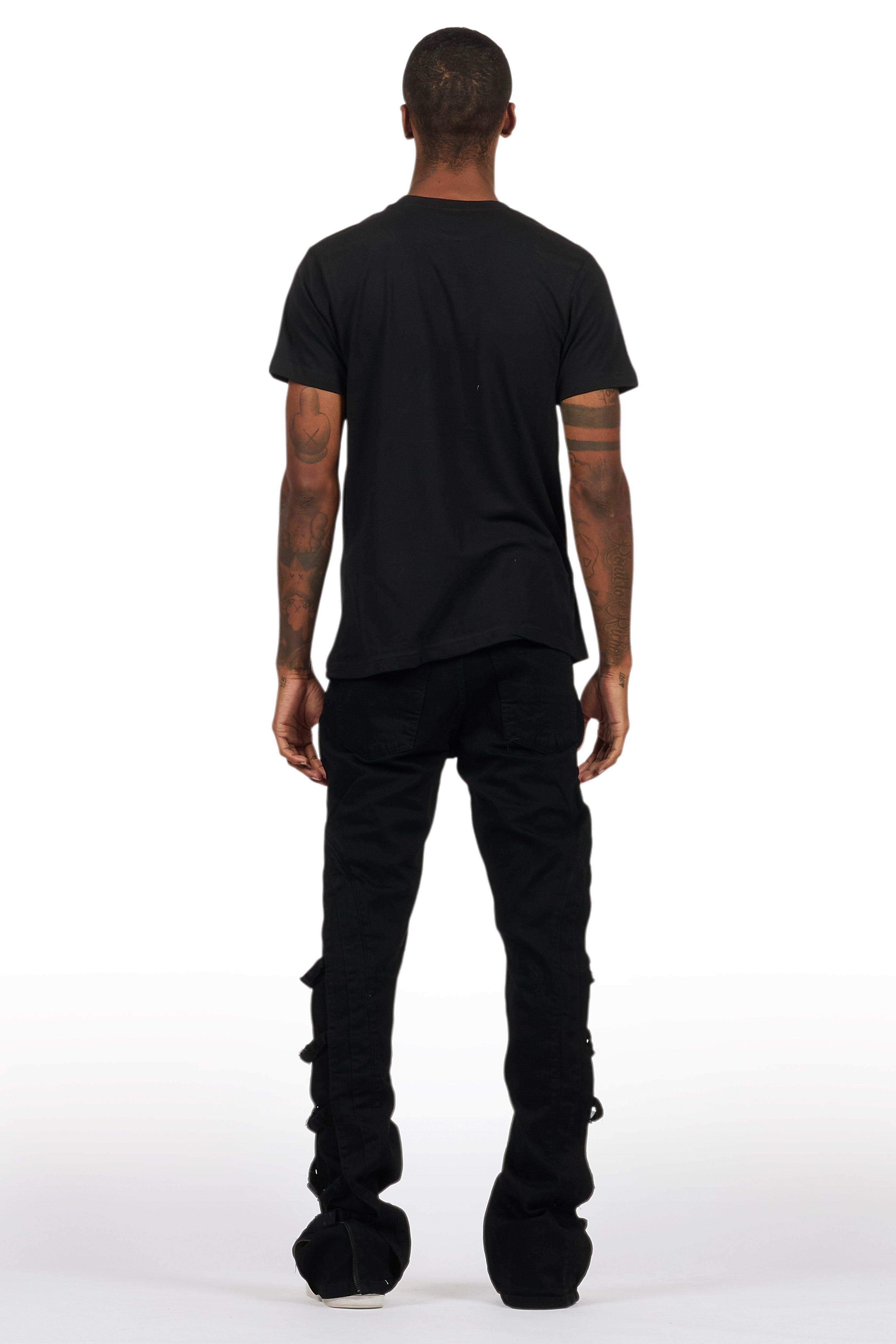 Attila Black Stacked Flare Jean