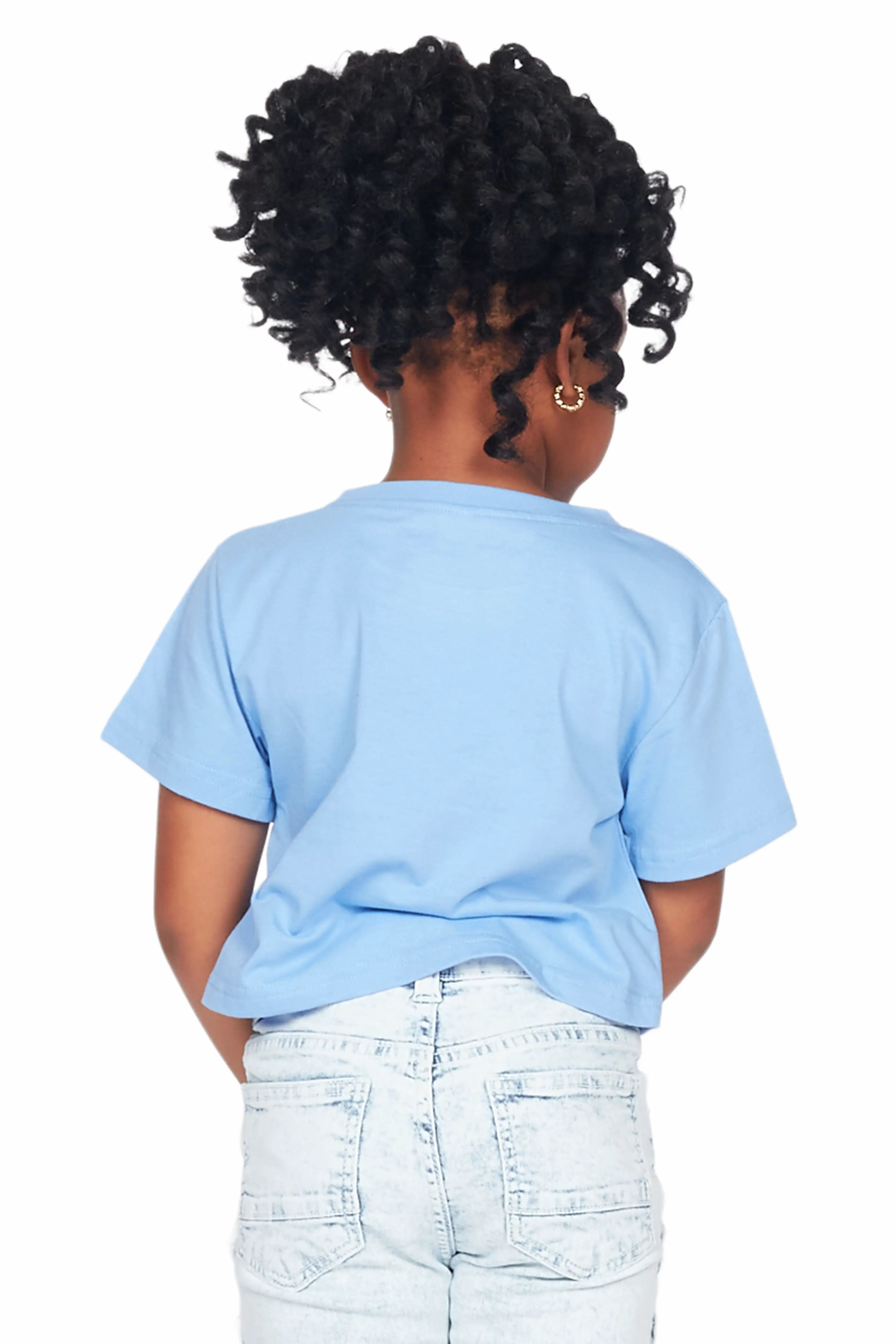 Girls Palmira Blue Crop Top Graphic T-Shirt
