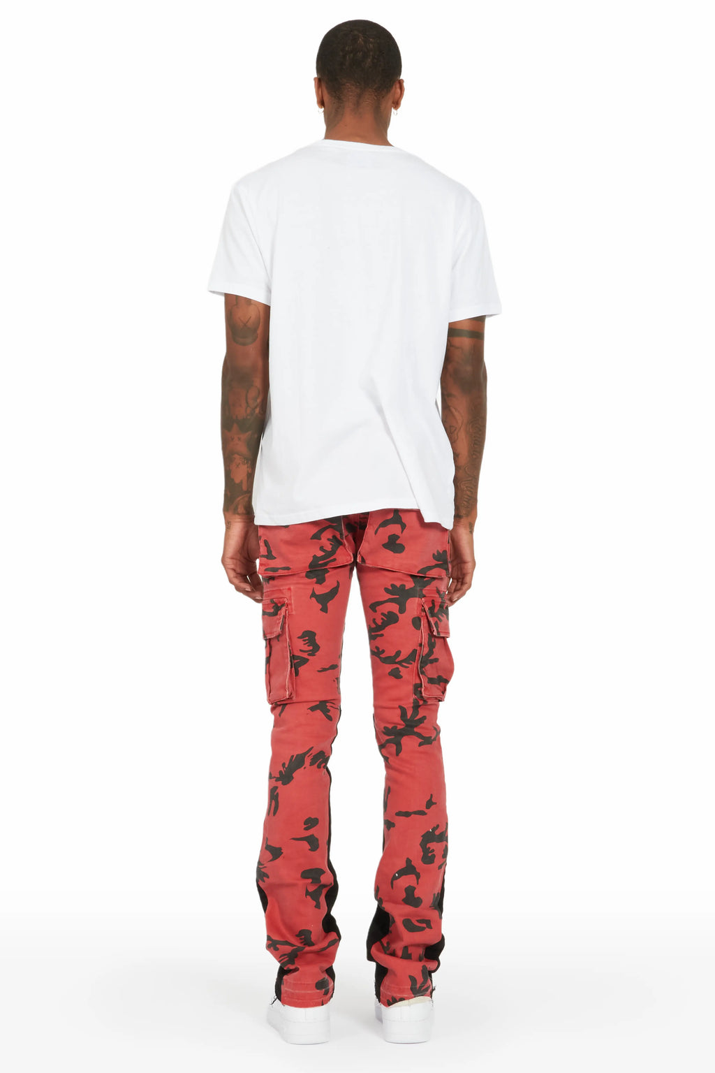 Lester Red Stacked Flare Jean