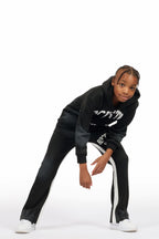 Boys Mallor Black/White Stacked Hoodie Track Set