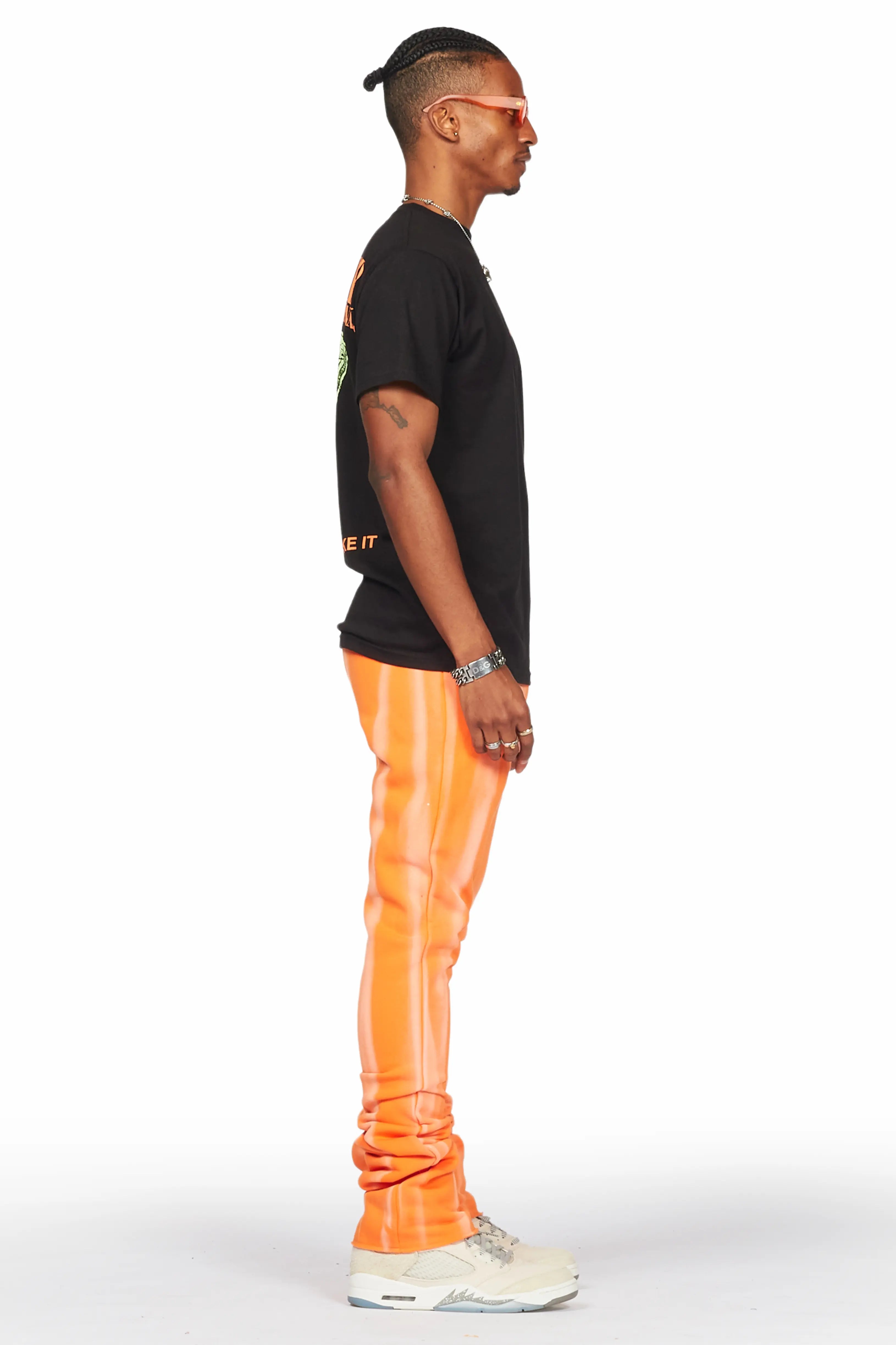 Firoz Orange Graphic Stacked Flare Pant