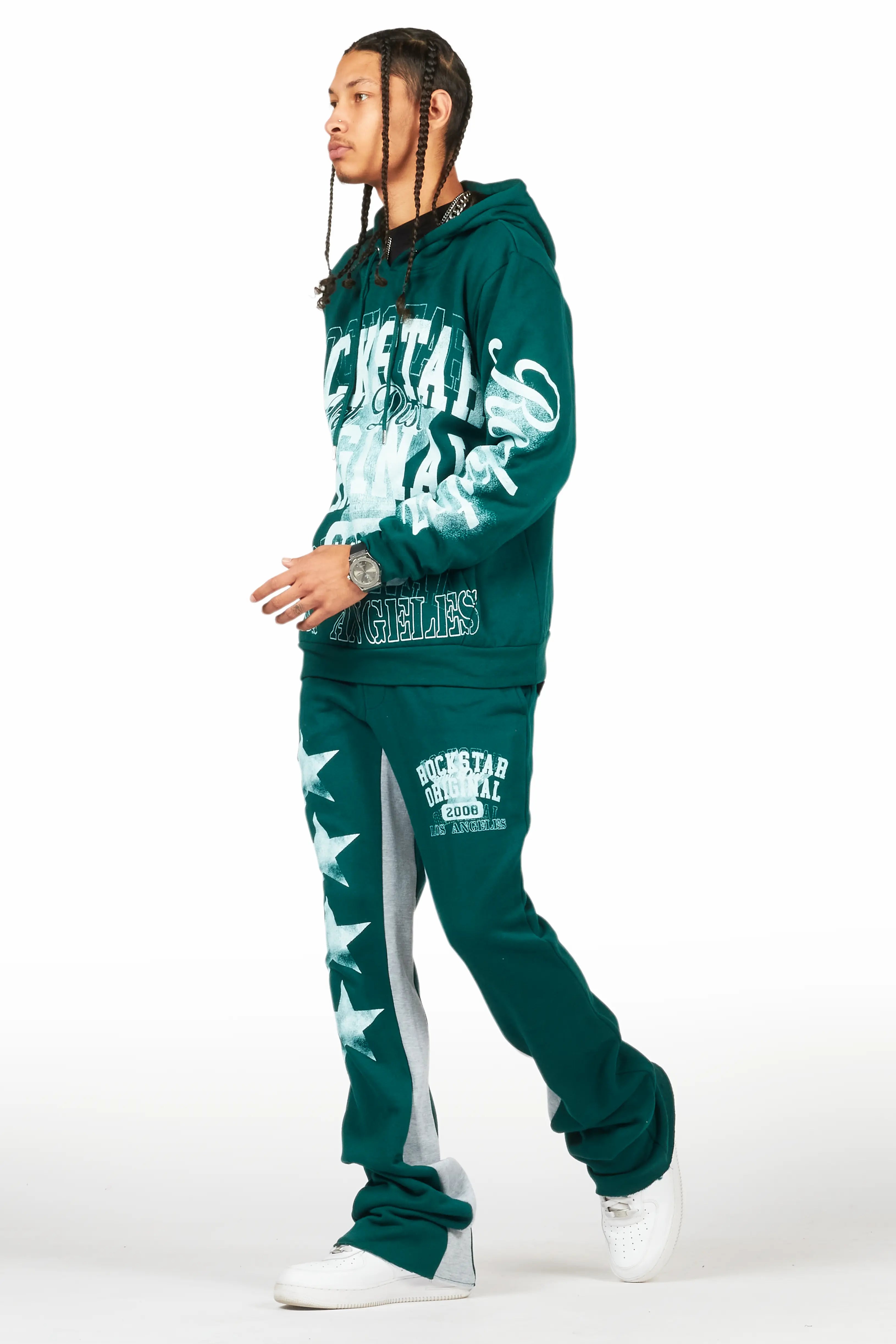 Greil Dark Green Hoodie/Baggy Track Pant Set