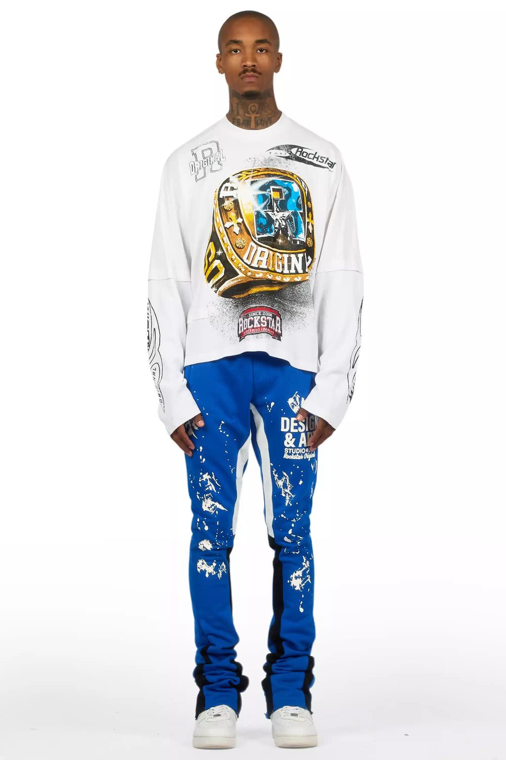 Damone Royal Super Stacked Flare Track Pant