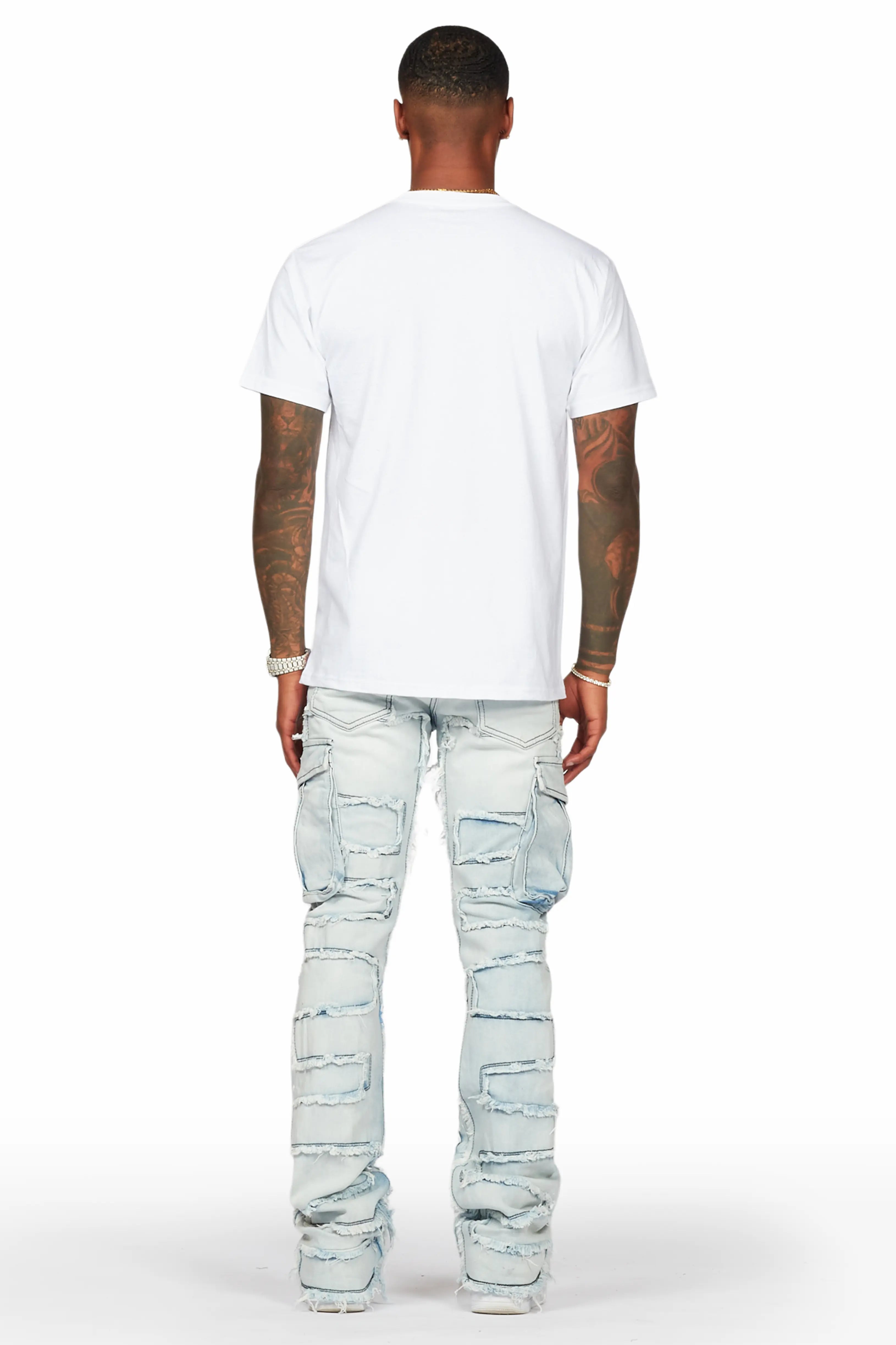 Farren Blue Painter Stacked Flare Jean