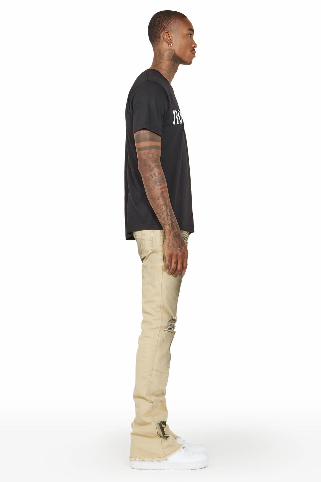 Bree Khaki/Black Stacked Flare Jean