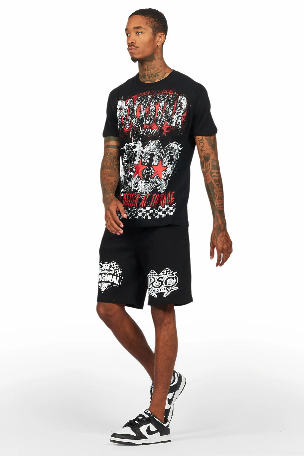 Racing Grung Black Graphic T-Shirt Short Set