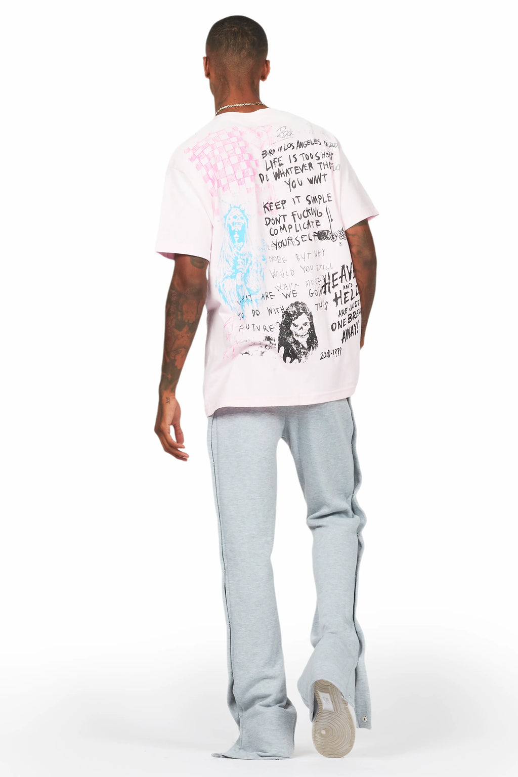 Filip Heather Grey Baggy Snap Button Pant