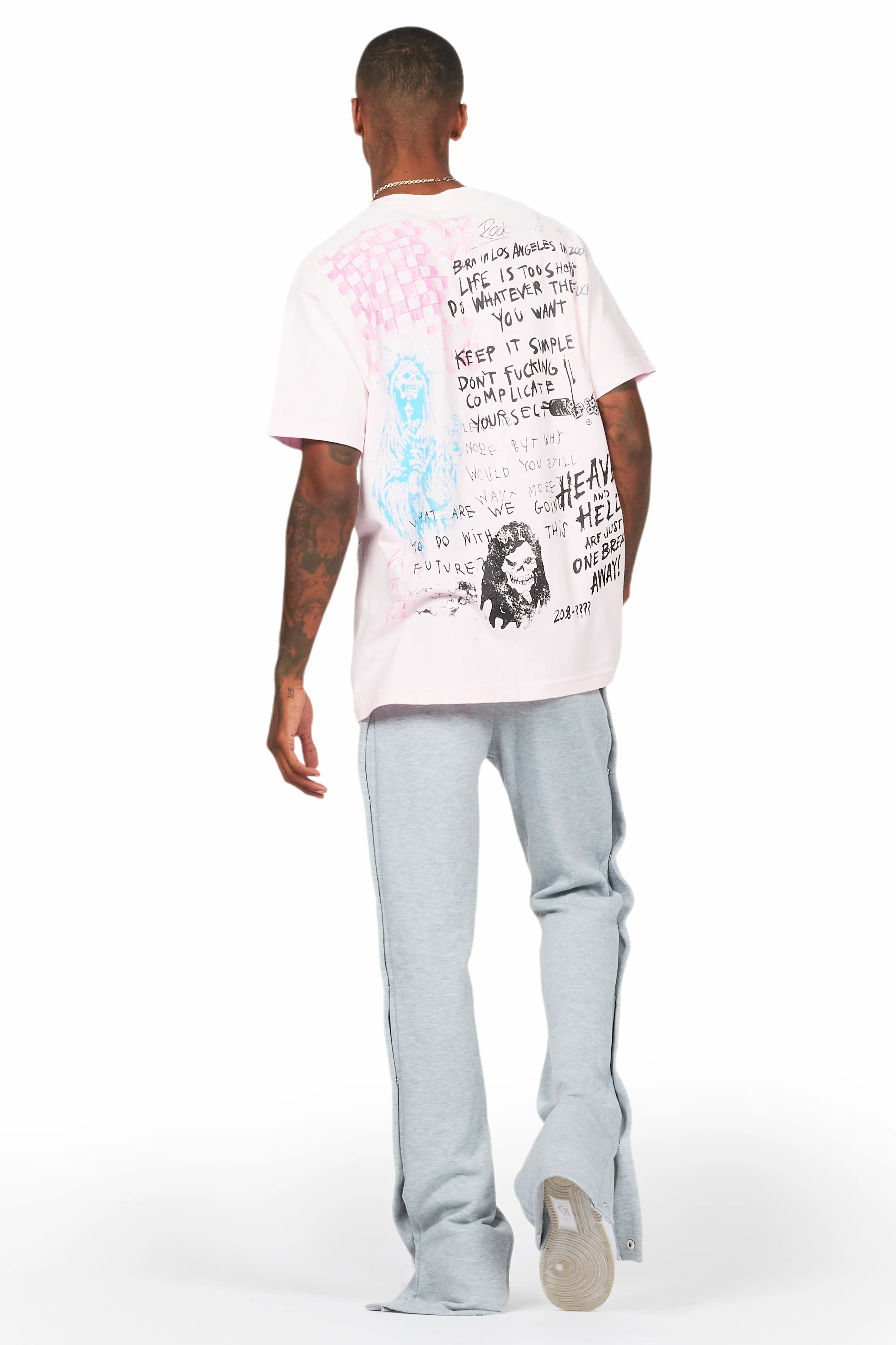 Filip Heather Grey Baggy Snap Button Pant