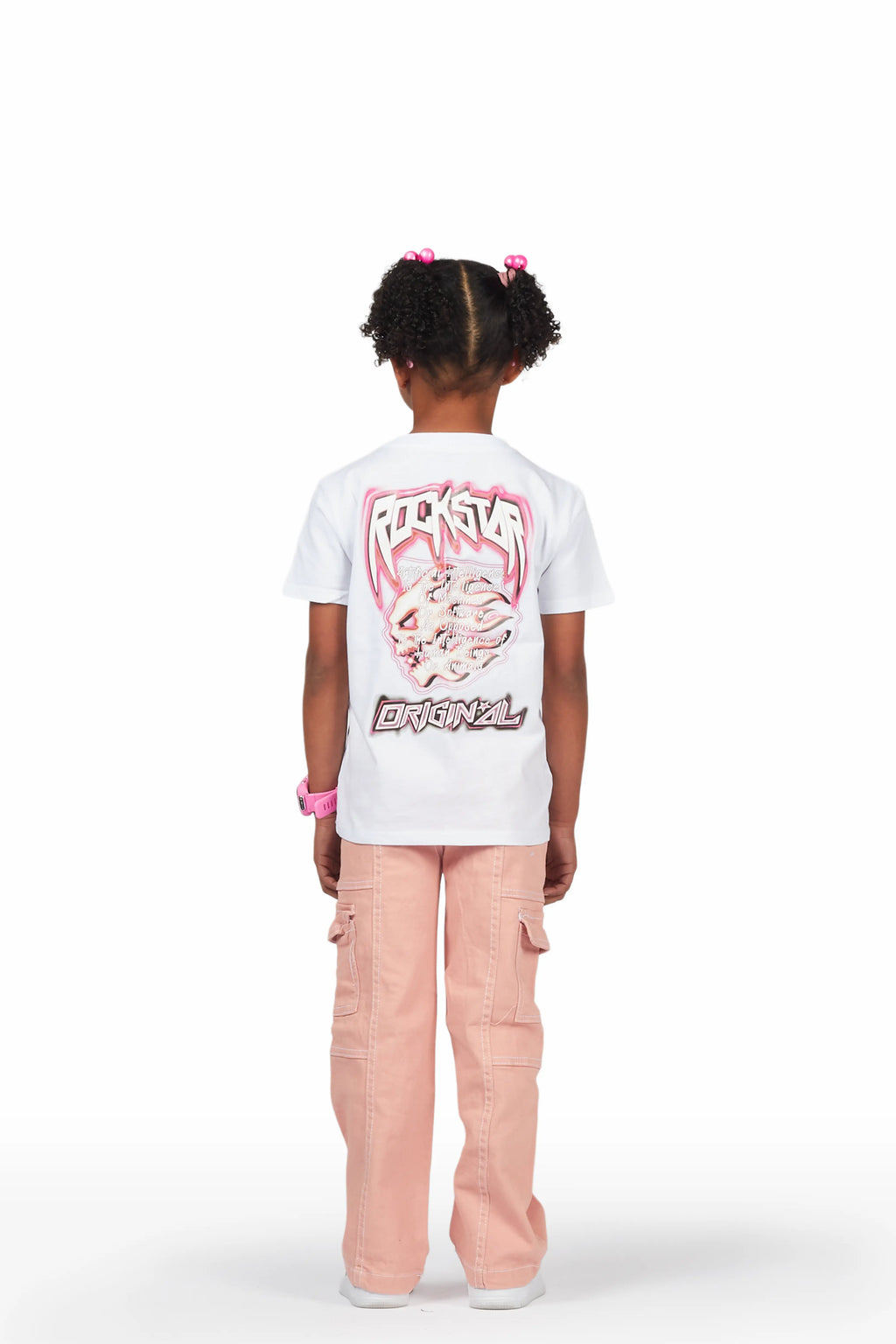 Girls Karasi White/Pink T-Shirt/Jean Set