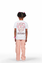 Girls Karasi White/Pink T-Shirt/Jean Set