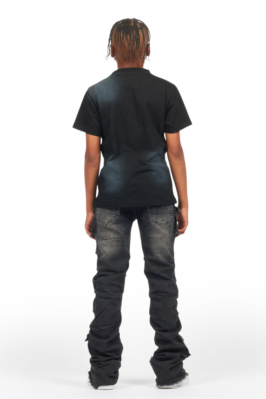 Boys Gentry Dark Grey Stacked Flare Jean