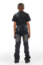 Boys Gentry Dark Grey Stacked Flare Jean