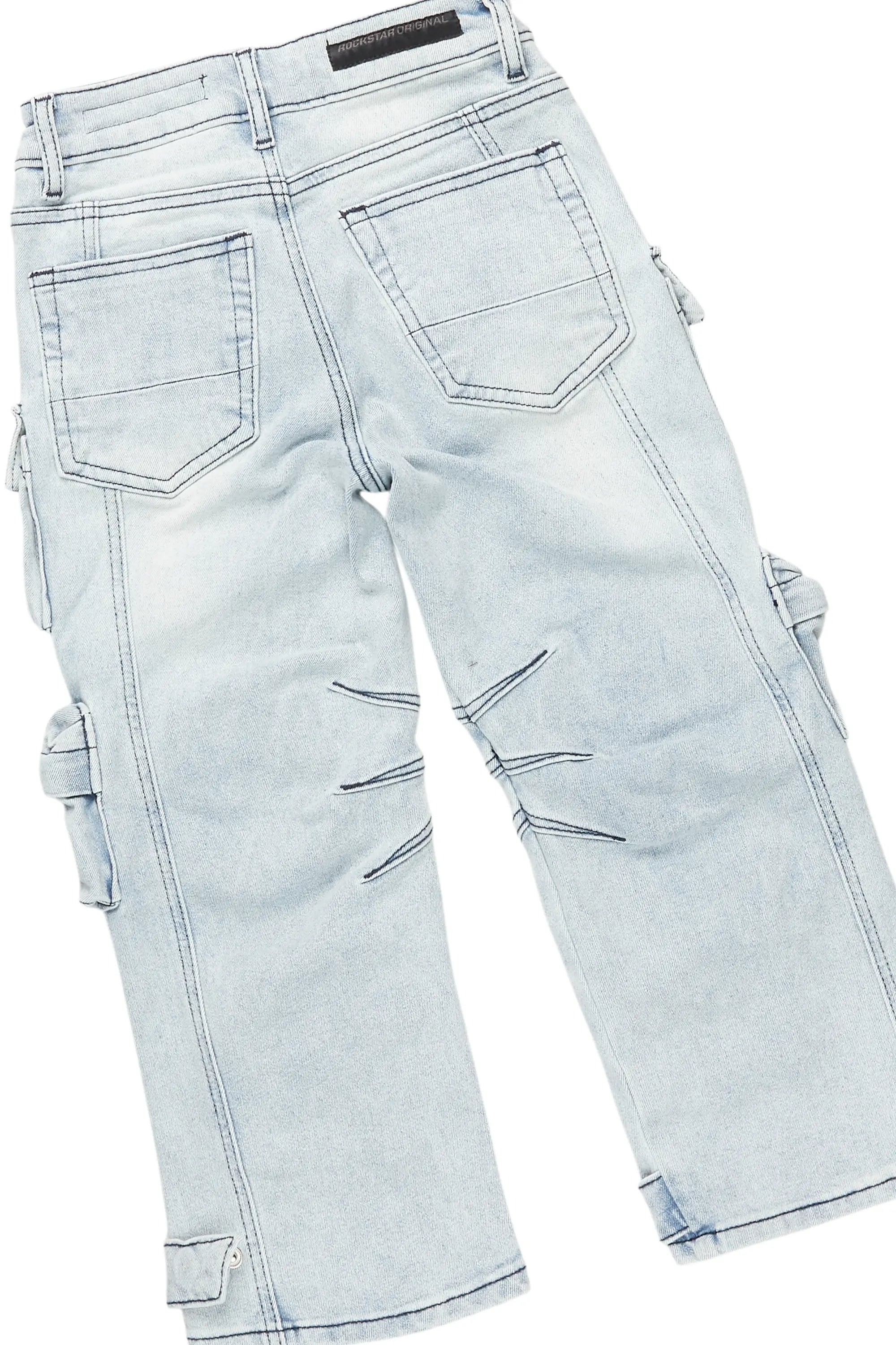 Boys Fields Blue Mohair Hoodie/Baggy Cargo Jean Set