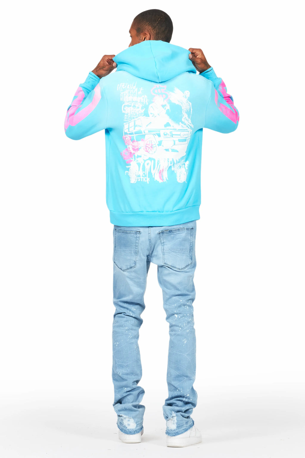 Grill Blue Distressed Graphic Hoodie