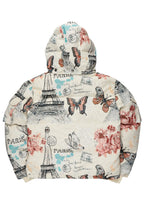 Boys Lamont Beige Tapestry Puffer Jacket