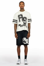 Alik White/Black Crop Boxy Tee Short Set