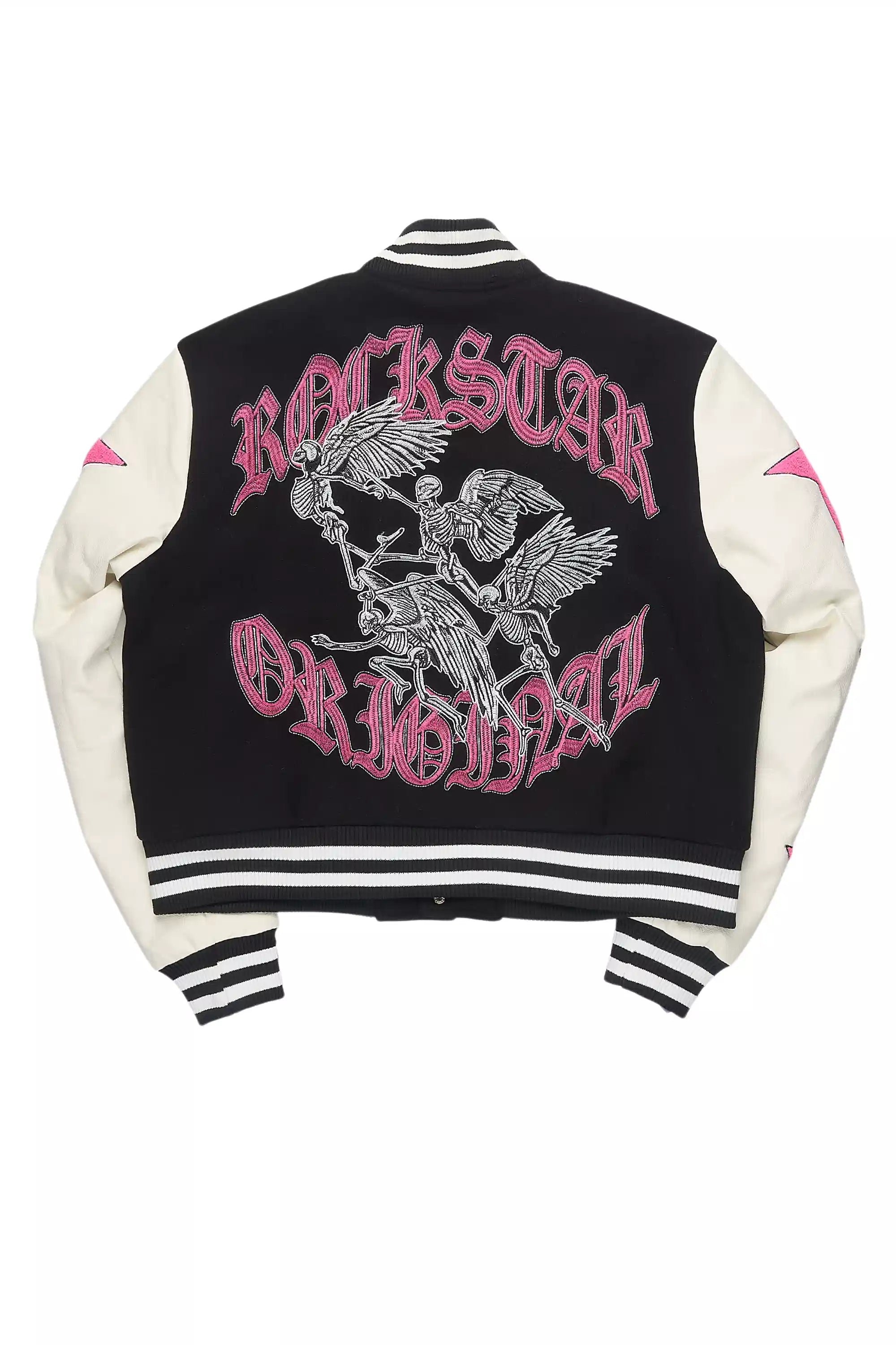 Krystle Black Oversized Varsity Jacket