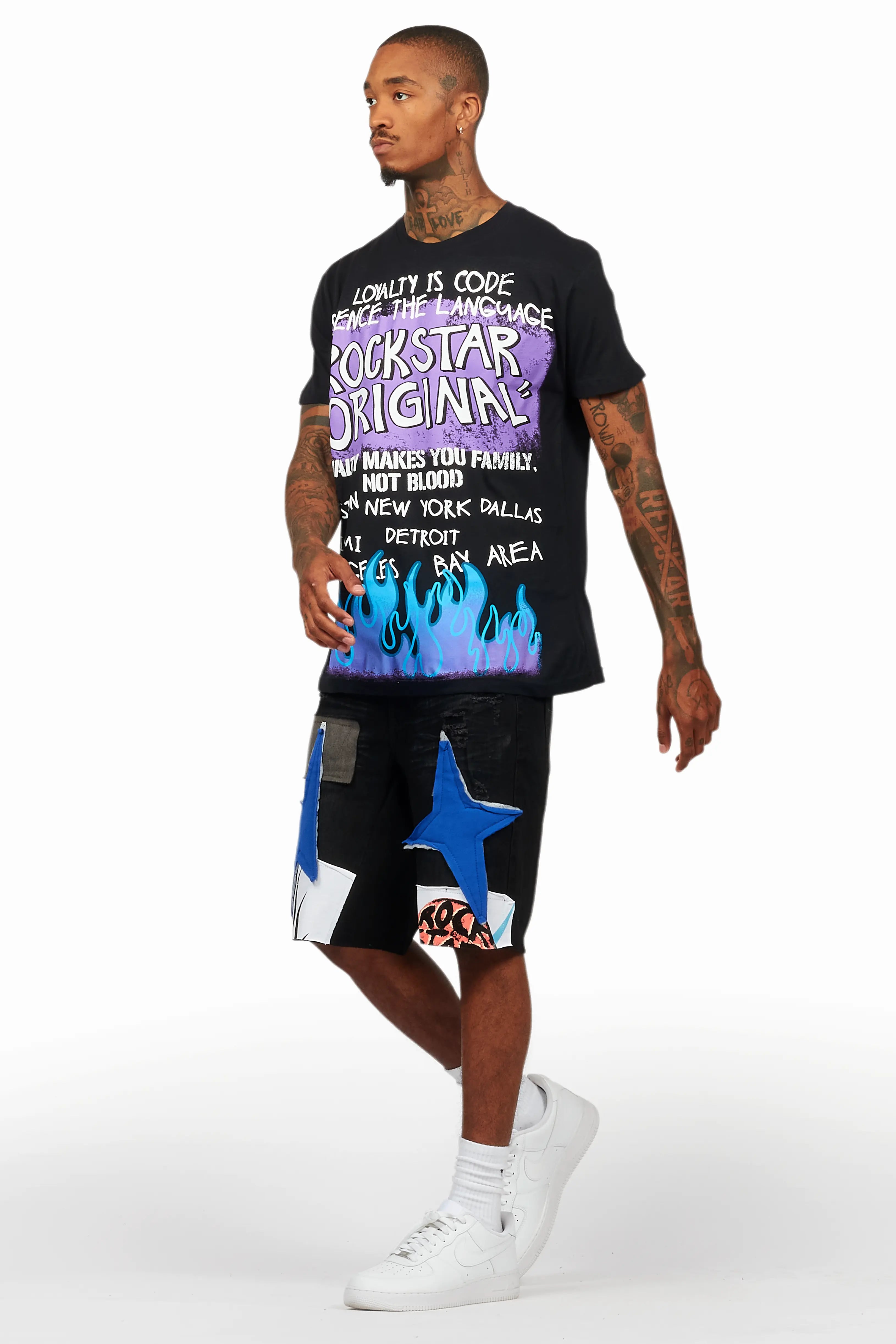 Beno Black T-Shirt/Denim Short Set