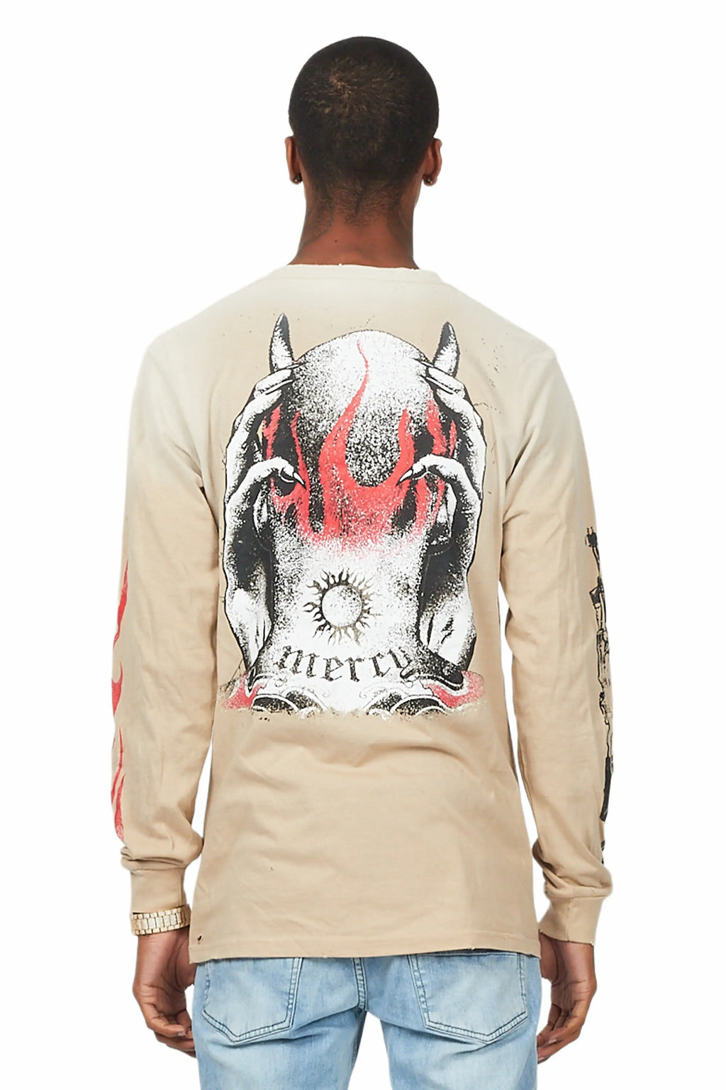 Mercy Beige Long Sleeve Graphic T-Shirt