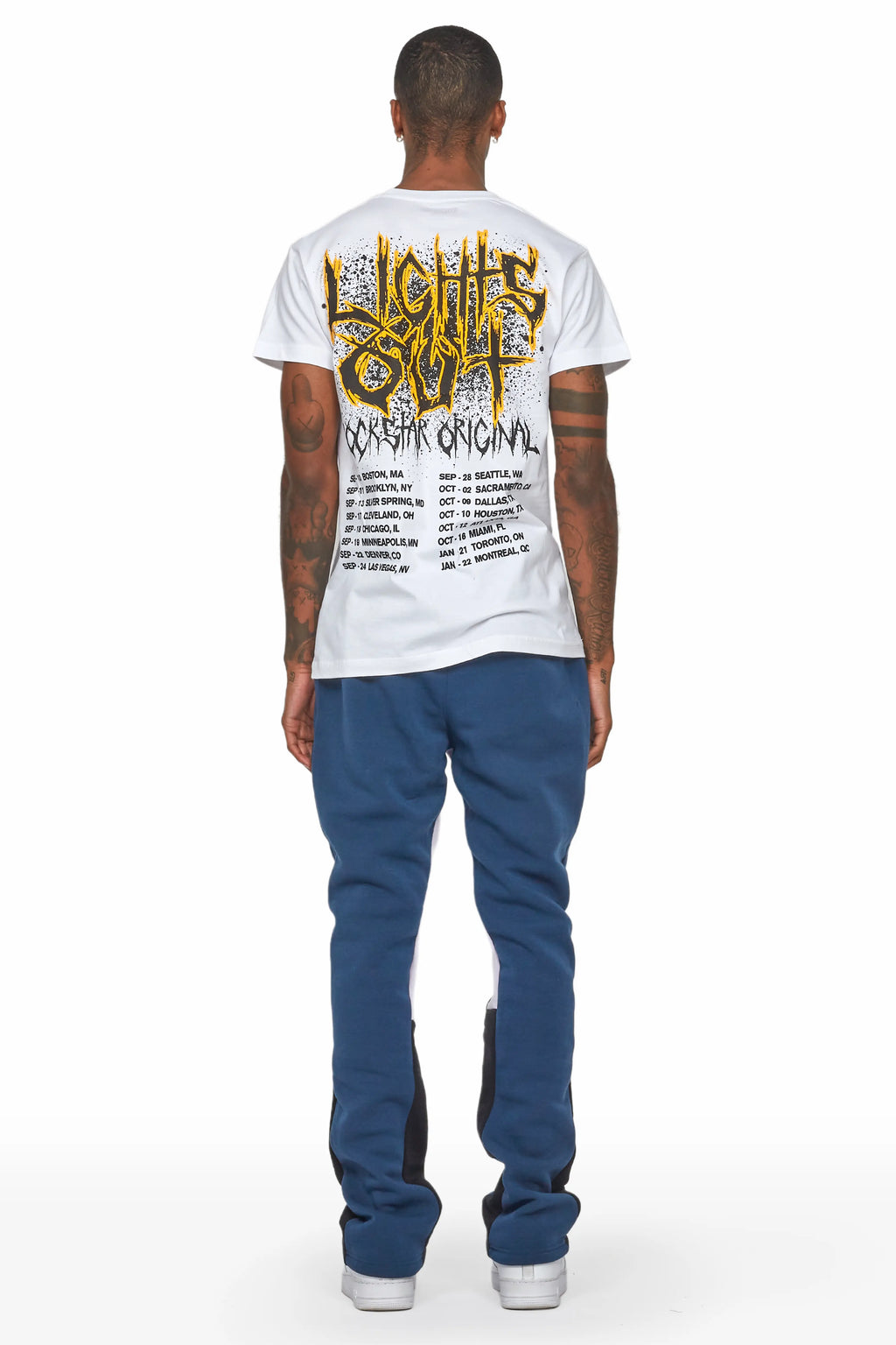 Joncarlo Navy Stacked Flare Track Pant