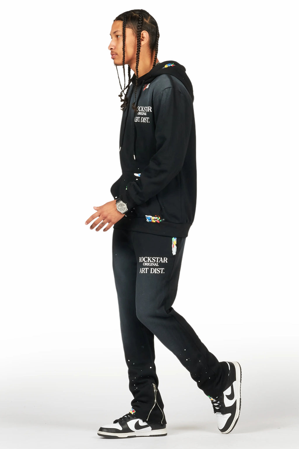 Rockstar Art Dist. Black Hoodie Slim Fit Track Set