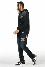 Rockstar Art Dist. Black Hoodie Slim Fit Track Set