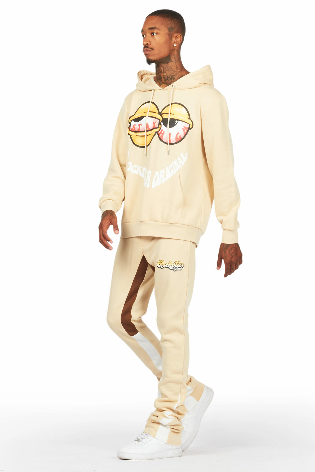 Highya Beige Super Stacked Flare Track Set