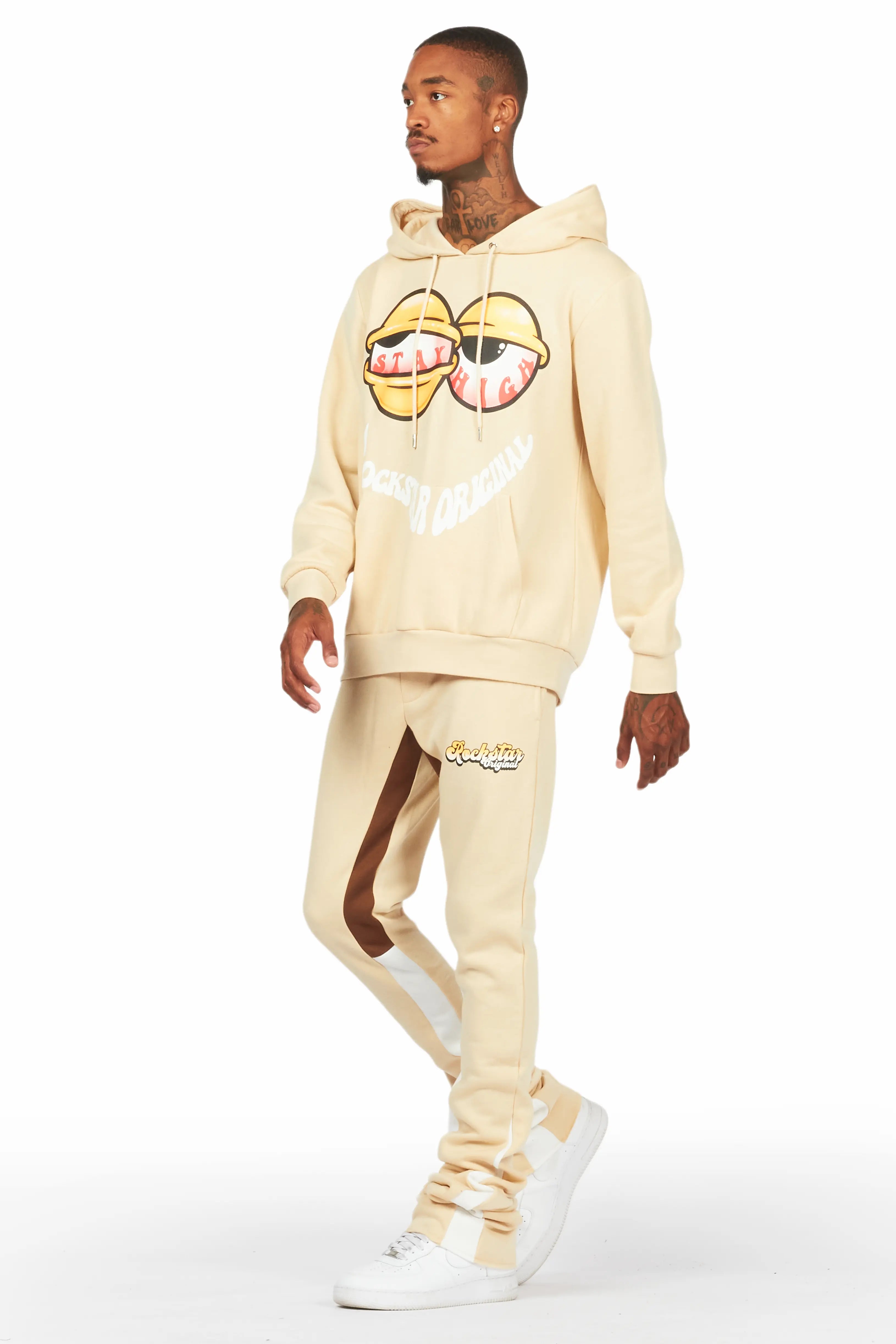 Highya Beige Super Stacked Flare Track Set