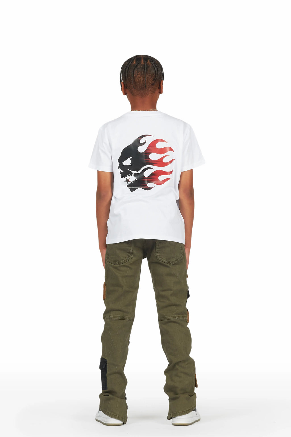 Boys Saidi White T-Shirt/Patch Cargo Jean