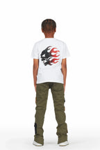 Boys Saidi White T-Shirt/Patch Cargo Jean
