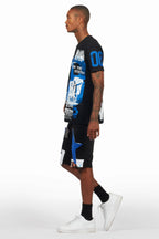 Grill Black/Blue T-Shirt/Denim Short Set