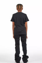 Boys Dag Jet Black Stacked Flare Jean
