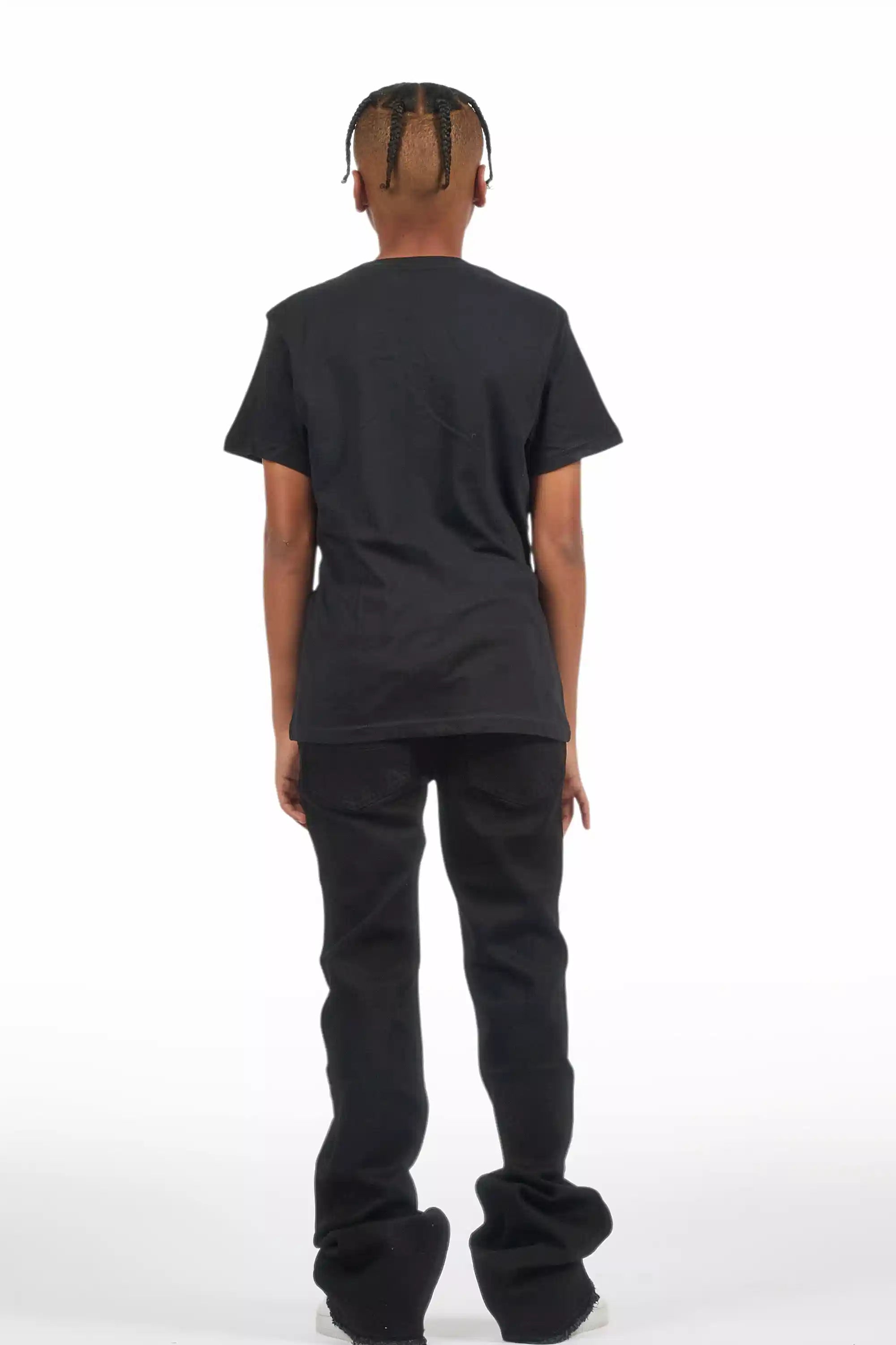Boys Dag Jet Black Stacked Flare Jean