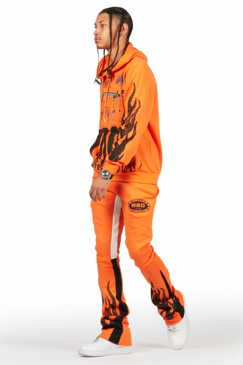 Amos Orange Hoodie/Stacked Flare Track Set
