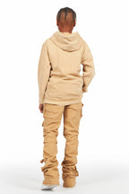 Boys Luxton Vintage Beige Hoodie/Stack Flare Jean Set