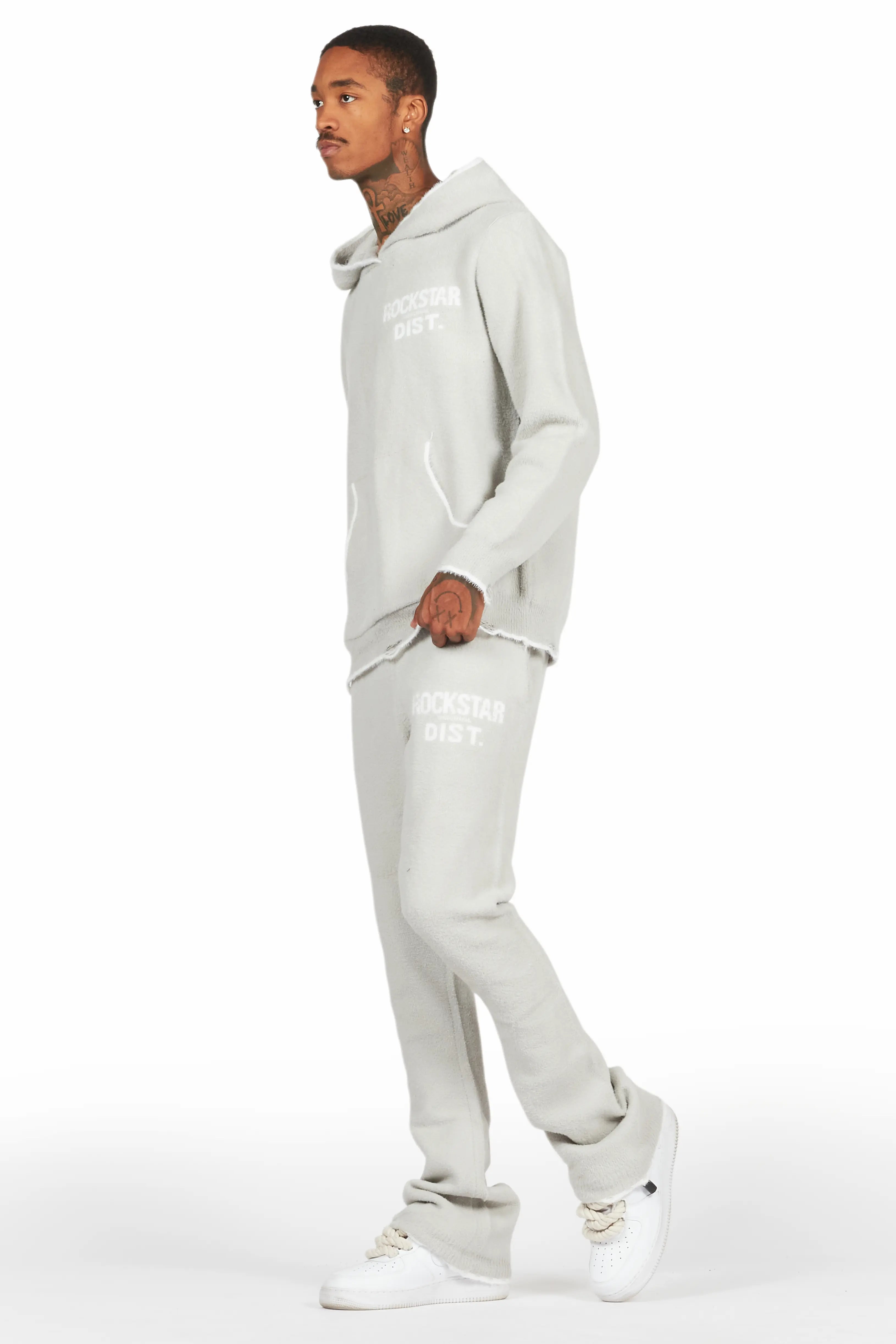 Lake Grey Mohair Knit Track Set