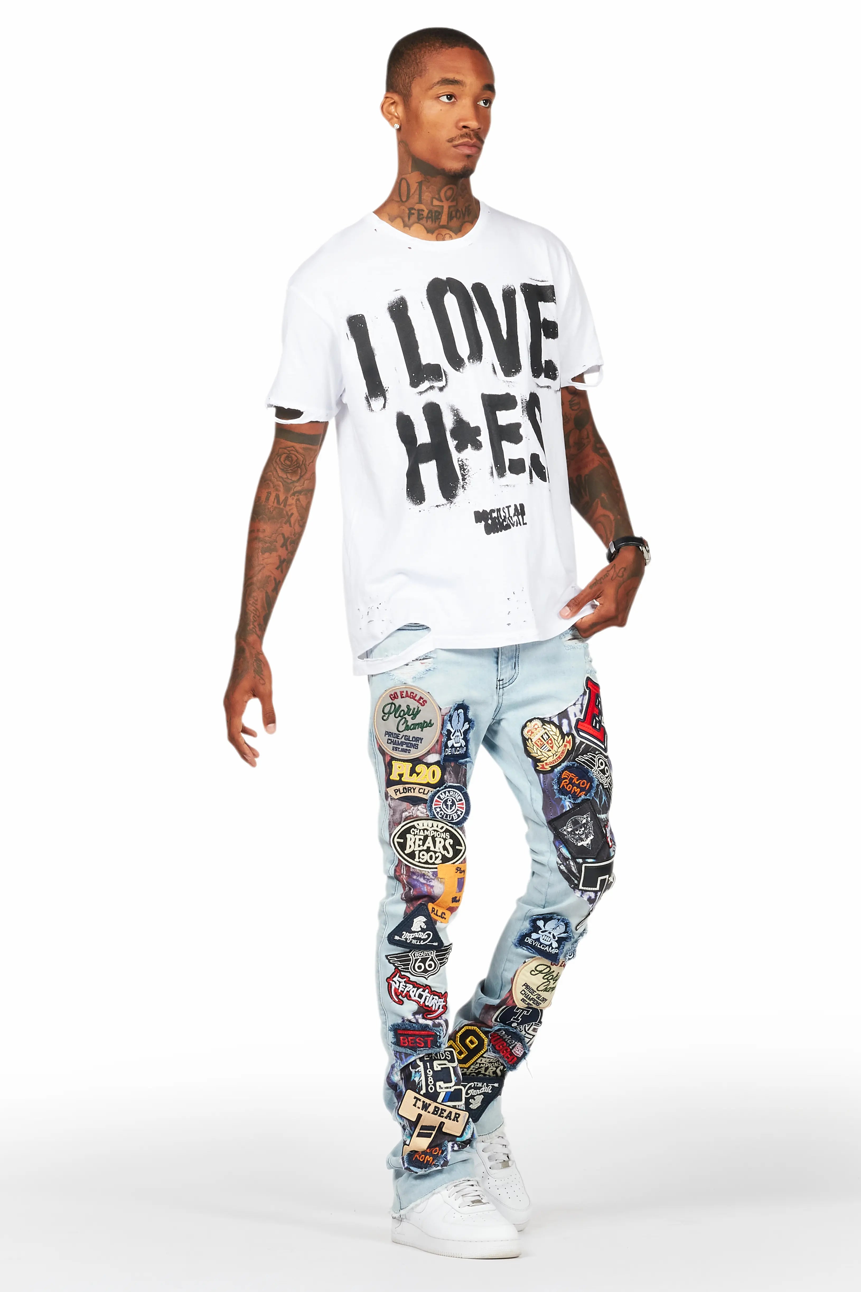 Espen Blue Stacked Flare Jean