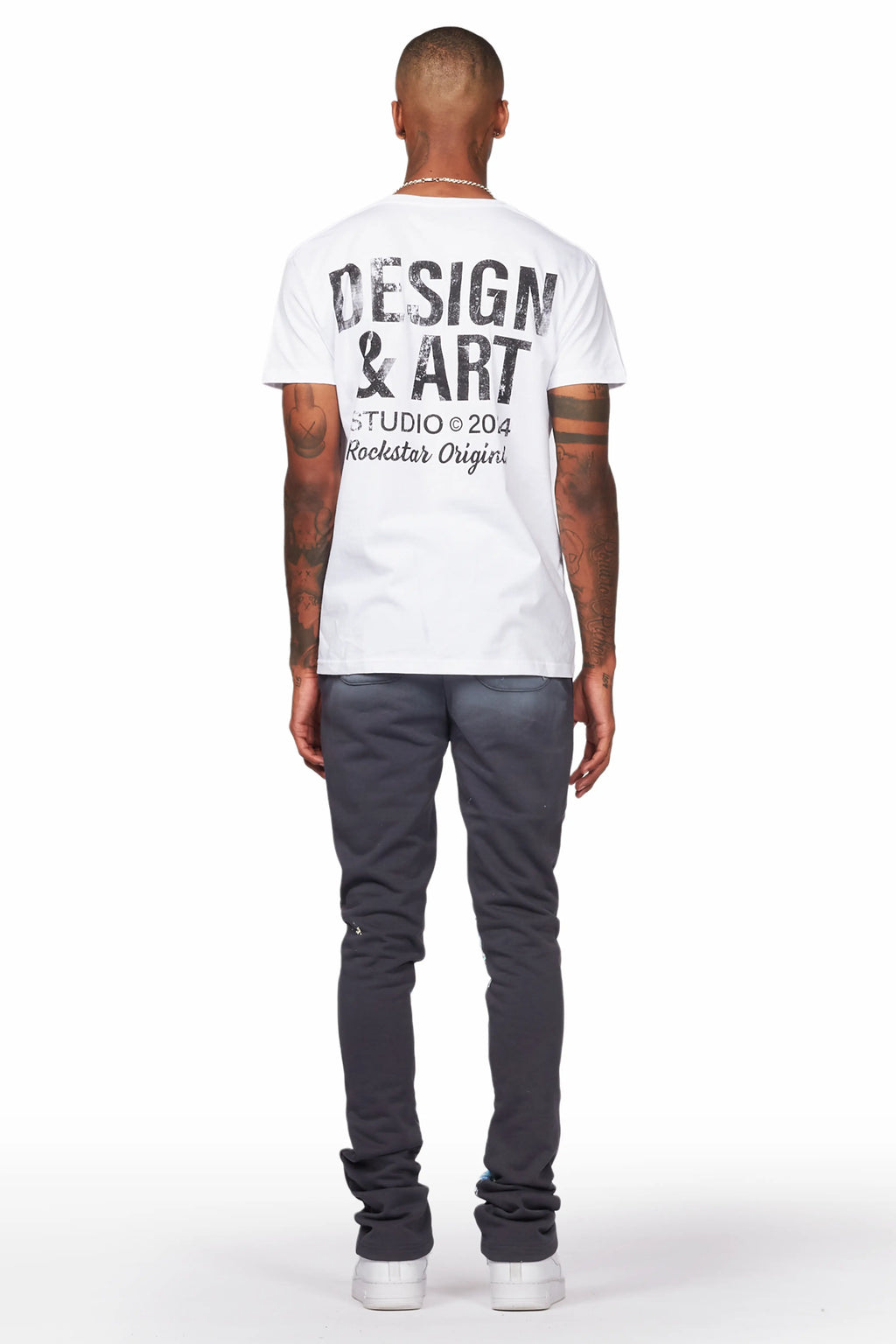 Paulo Charcoal Graphic Stacked Flare Pant