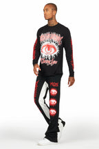 All Seeing Eyes Black/Red Long Sleeve T-Shirt/Baggy Pant Set