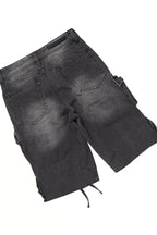 Boys Saxon Black/Red T-Shirt/Denim Cargo Jort Set