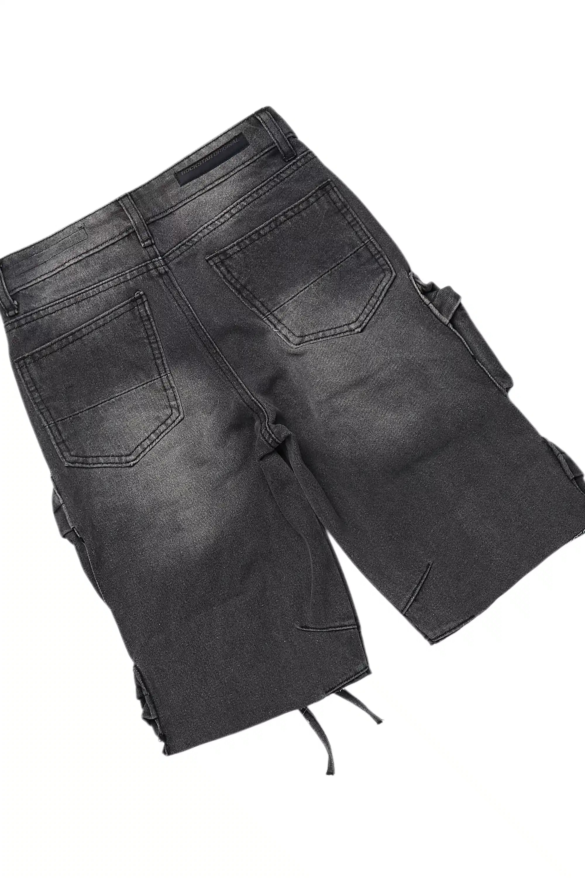 Boys Saxon Black/Red T-Shirt/Denim Cargo Jort Set