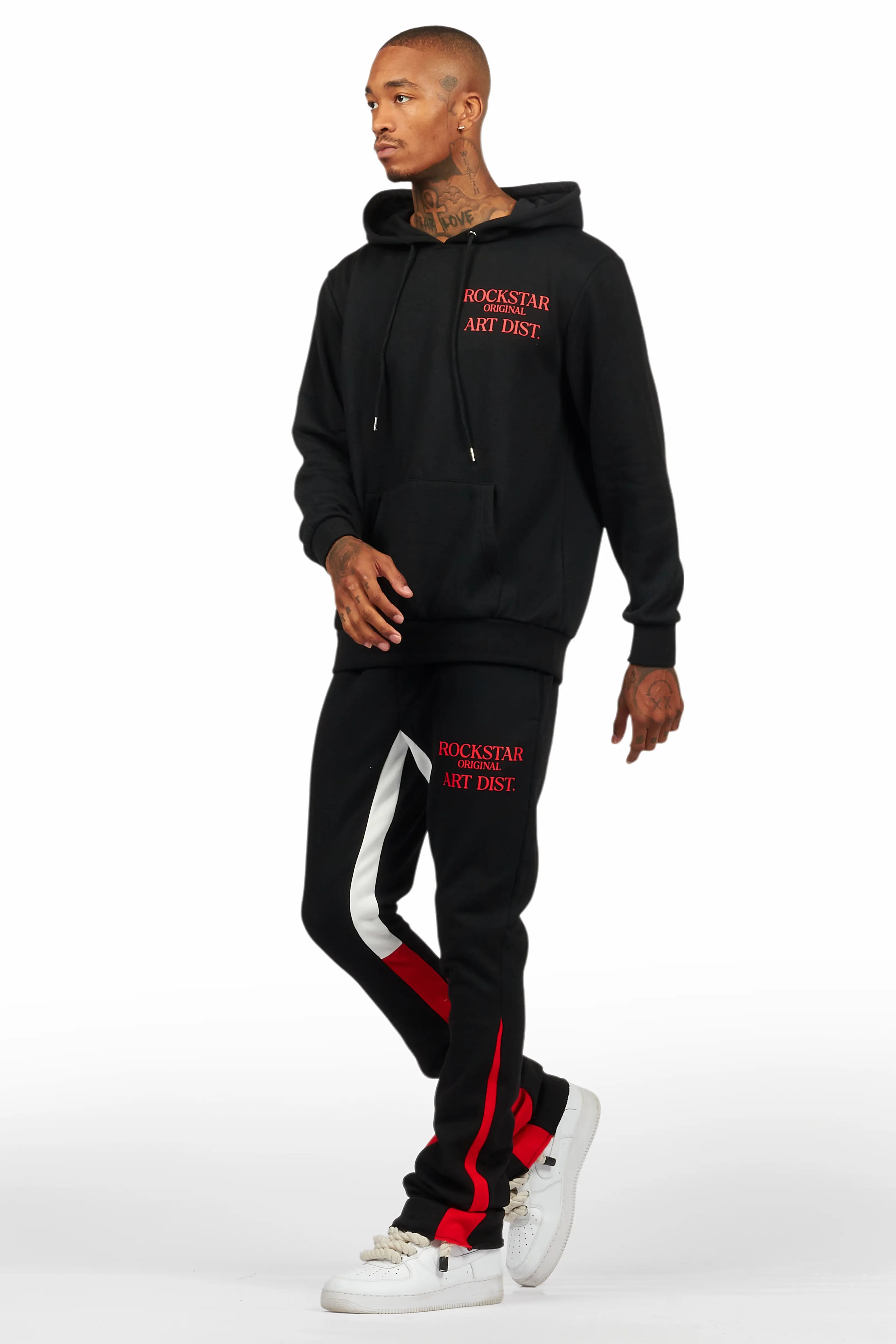 Briggs Black/Red Hoodie/Stacked Flare Track Set