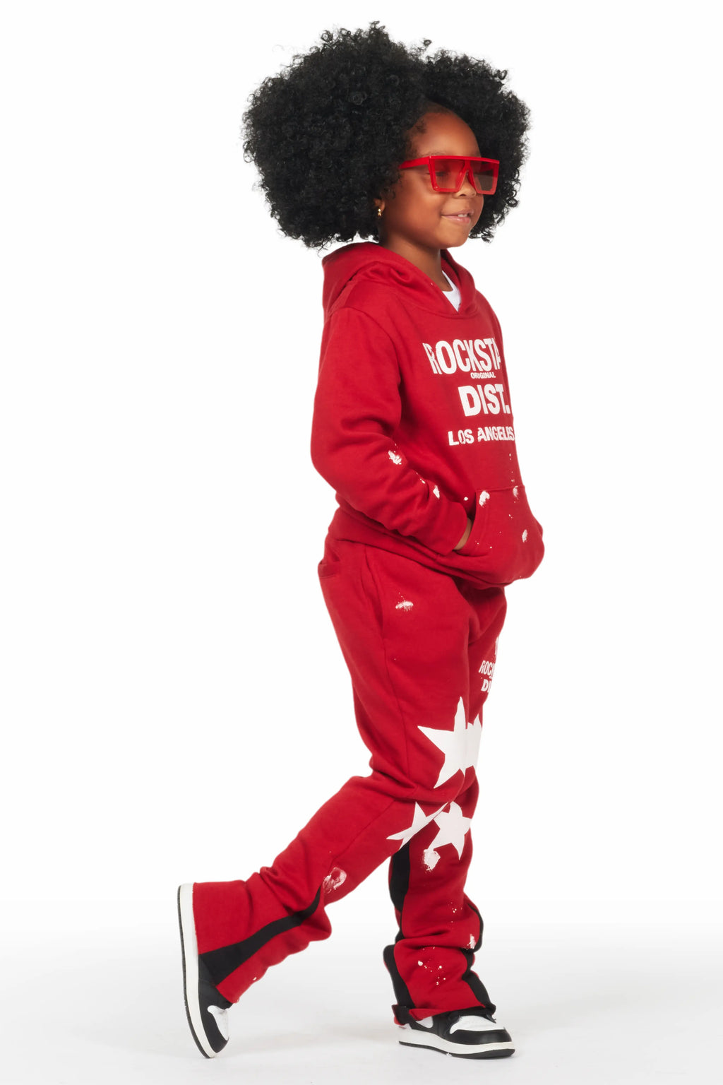 Girls Harlow Burgundy Hoodie Stacked Flare Track Set