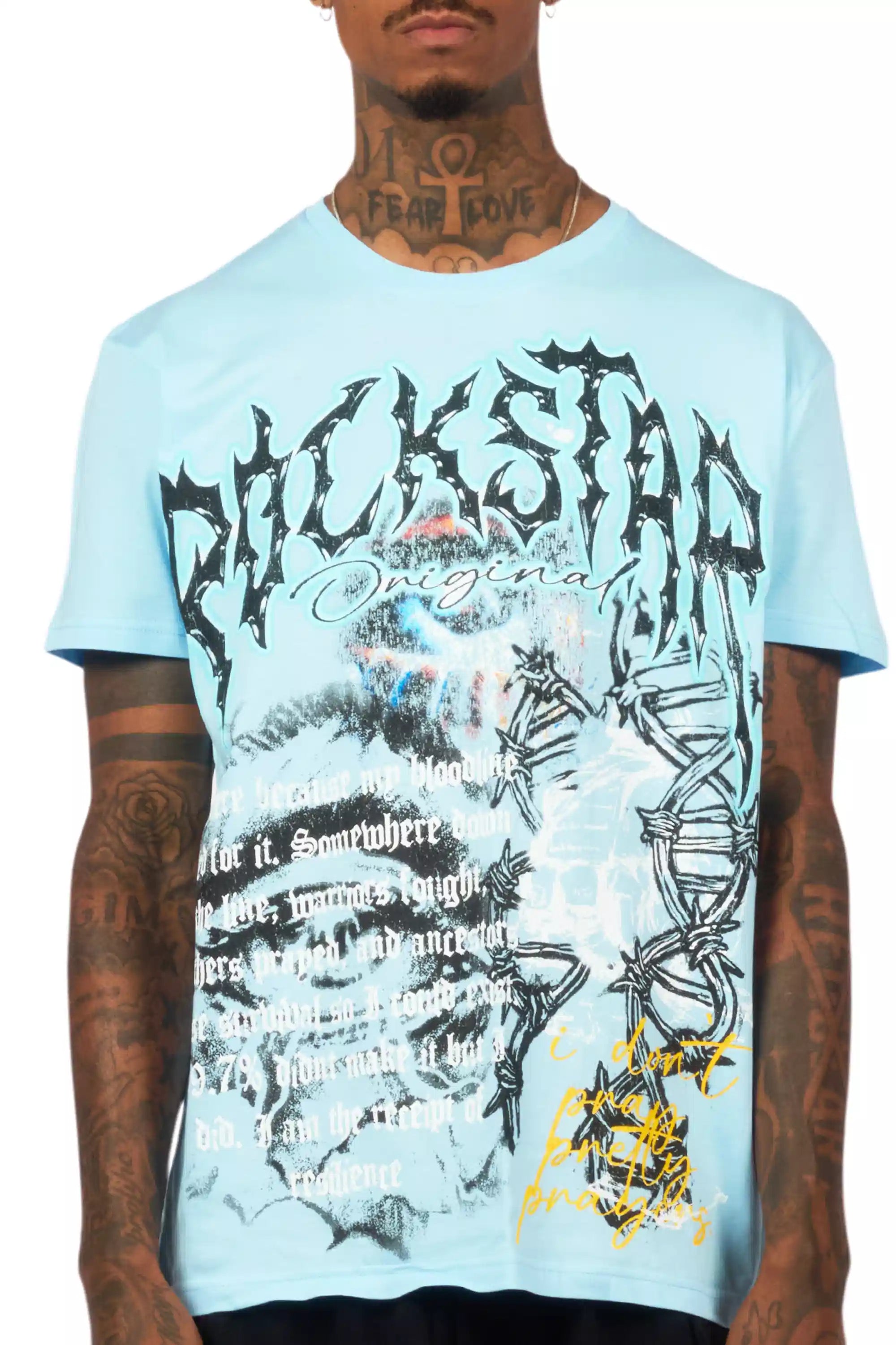 Drai Baby Blue Oversized Graphic T-Shirt