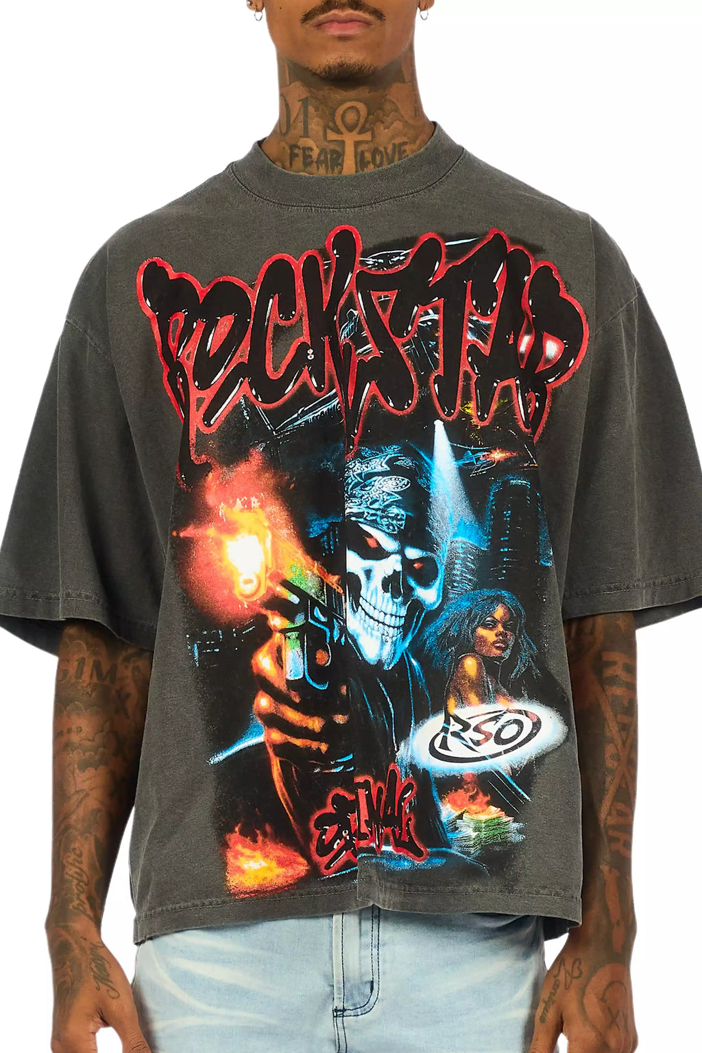 Arvyn Charcoal/Multi Oversized Graphic T-Shirt