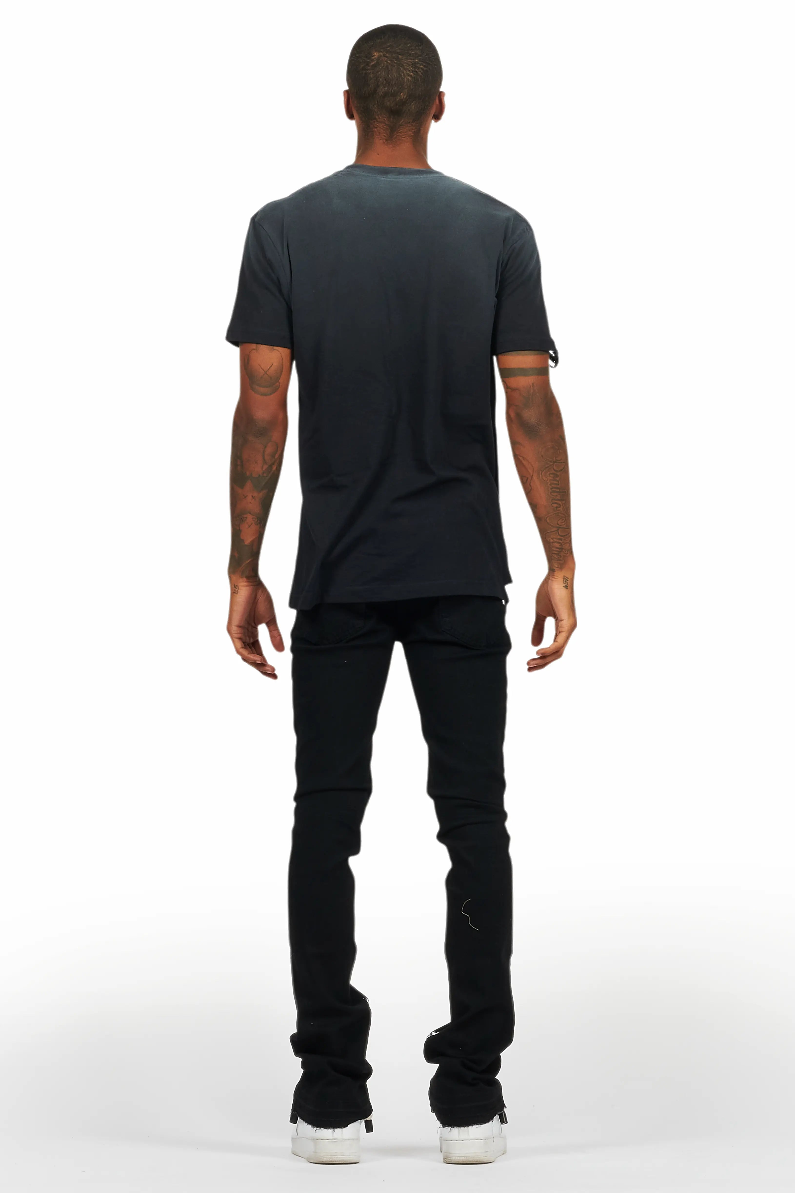Banyan Black Graphic T-Shirt/Dag Stacked Flare Jean Set