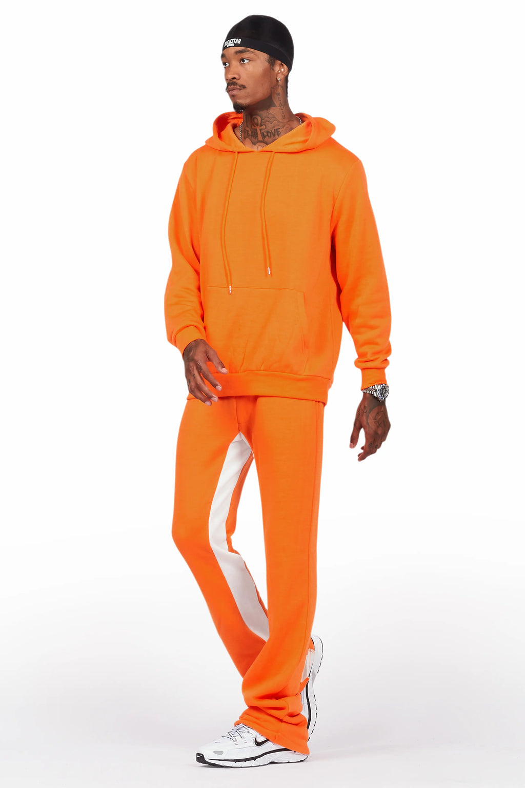 Basic Orange Hoodie/Baggy Track Pant Set